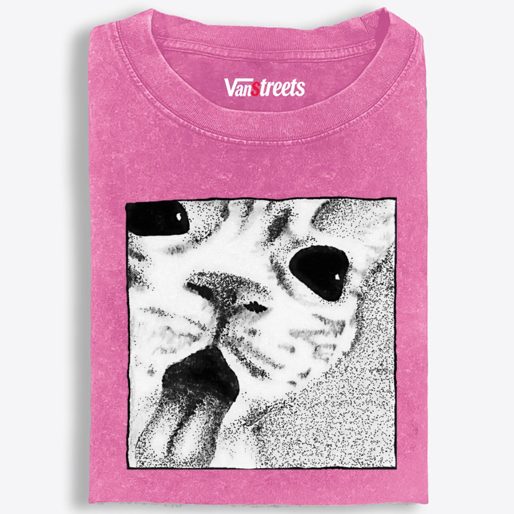 Silly Tongue Cat Retro Washed T-Shirt | 100% Cotton | Streetwear Essential