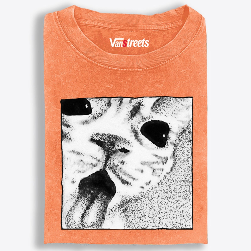 Silly Tongue Cat Retro Washed T-Shirt | 100% Cotton | Streetwear Essential