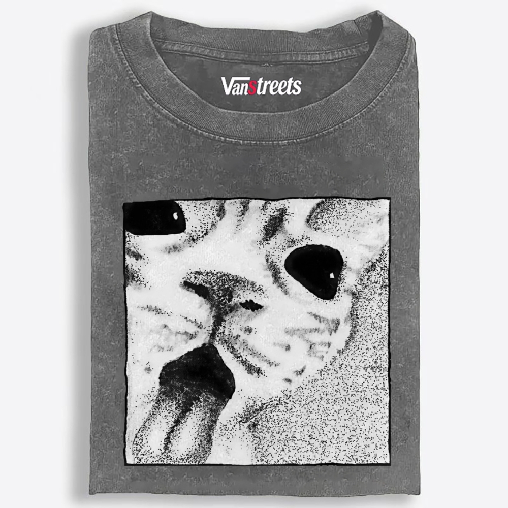 Silly Tongue Cat Retro Washed T-Shirt | 100% Cotton | Streetwear Essential
