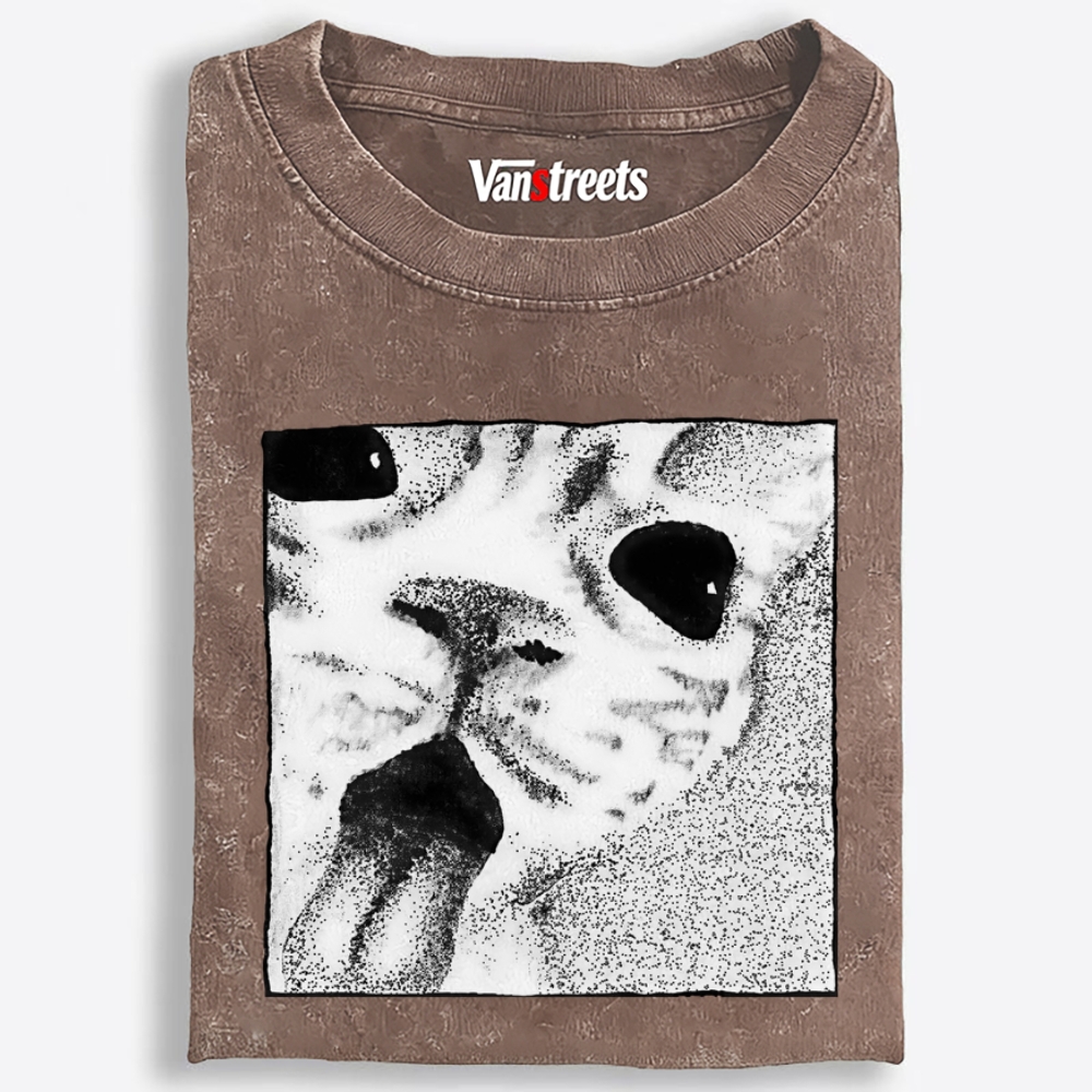 Silly Tongue Cat Retro Washed T-Shirt | 100% Cotton | Streetwear Essential