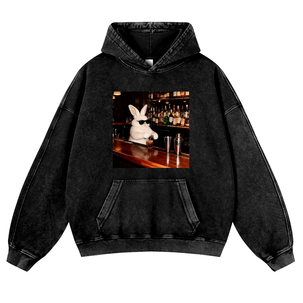 Bartender Bunny Retro Washed Hoodie