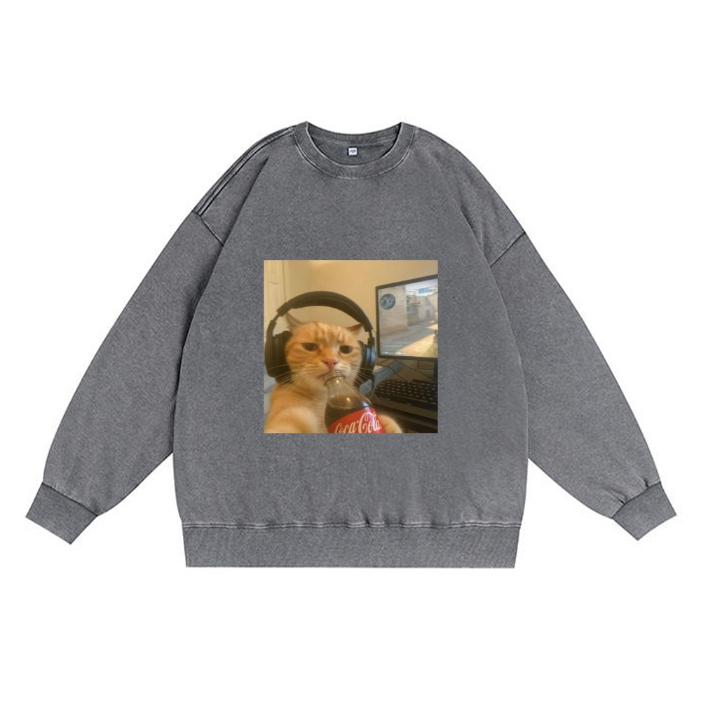 Luca Brasi Fish Market Retro Premium Washed Cotton Crewneck Sweatshirt