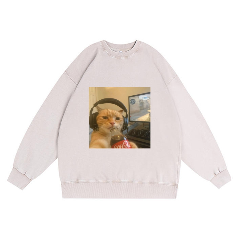 Luca Brasi Fish Market Retro Premium Washed Cotton Crewneck Sweatshirt