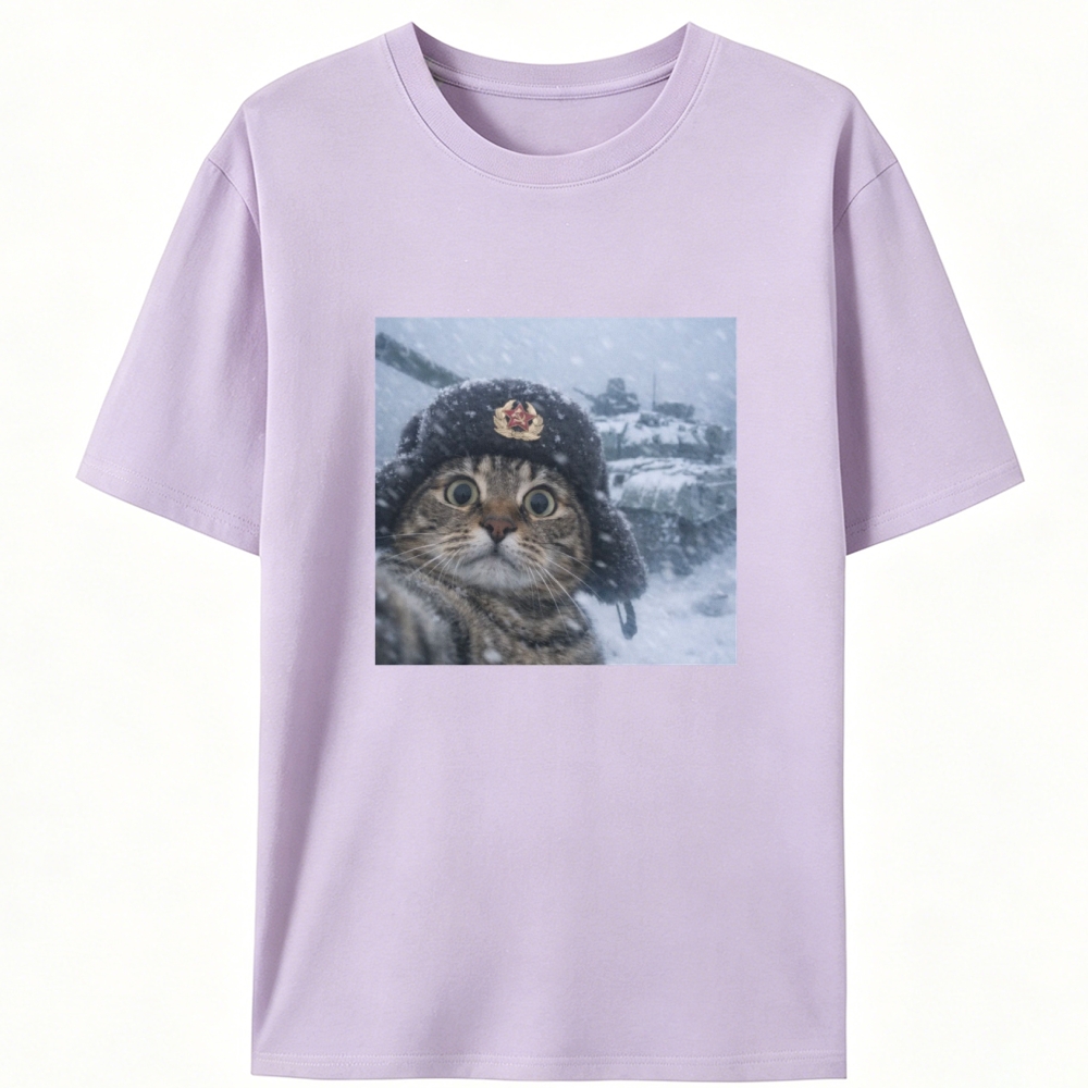 Soviet Cat Soldier Retro Designed for Women - Slim Fit Cotton Tee