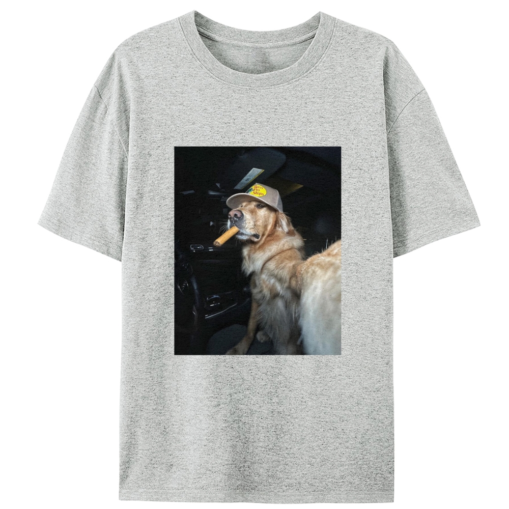Car Cigar Golden Retriever Retro Designed for Women - Slim Fit Cotton Tee