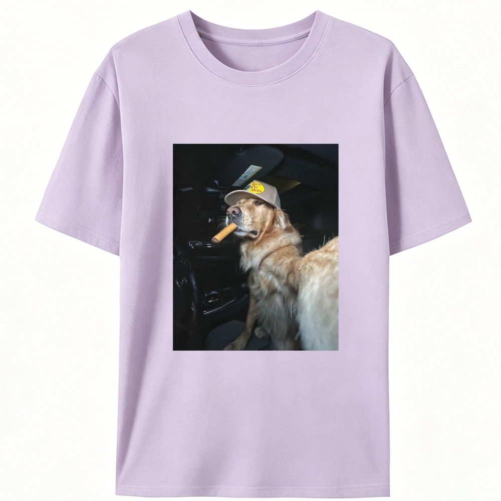 Car Cigar Golden Retriever Retro Designed for Women - Slim Fit Cotton Tee
