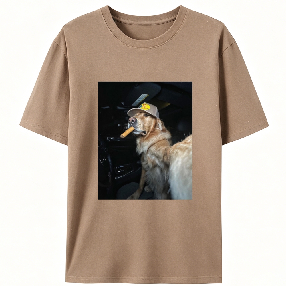 Car Cigar Golden Retriever Retro Designed for Women - Slim Fit Cotton Tee