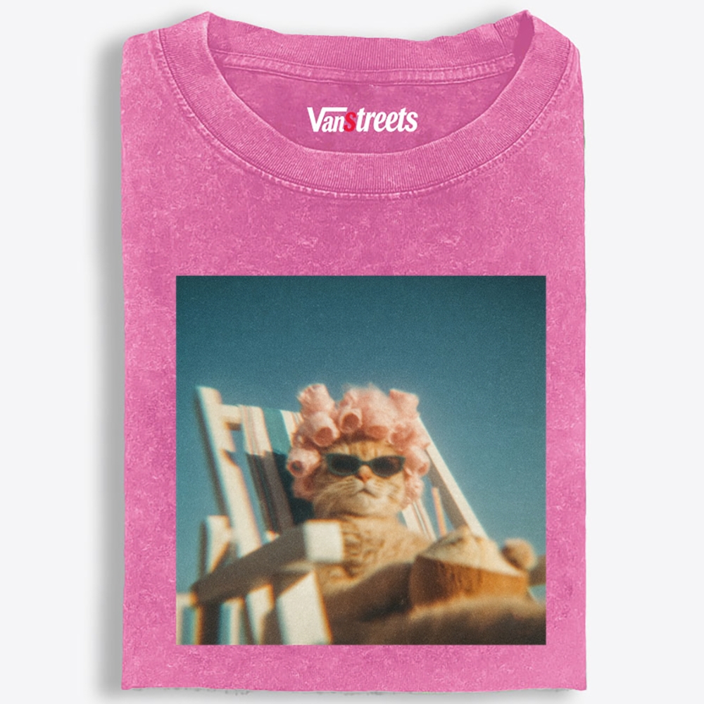Pink Roller Rich Auntie Retro Washed T-Shirt | 100% Cotton | Streetwear Essential