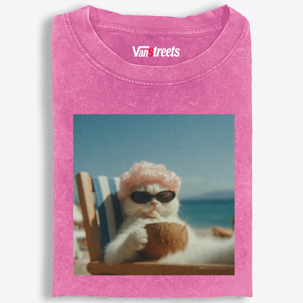 Pink Roller Coco Auntie Retro Washed T-Shirt | 100% Cotton | Streetwear Essential