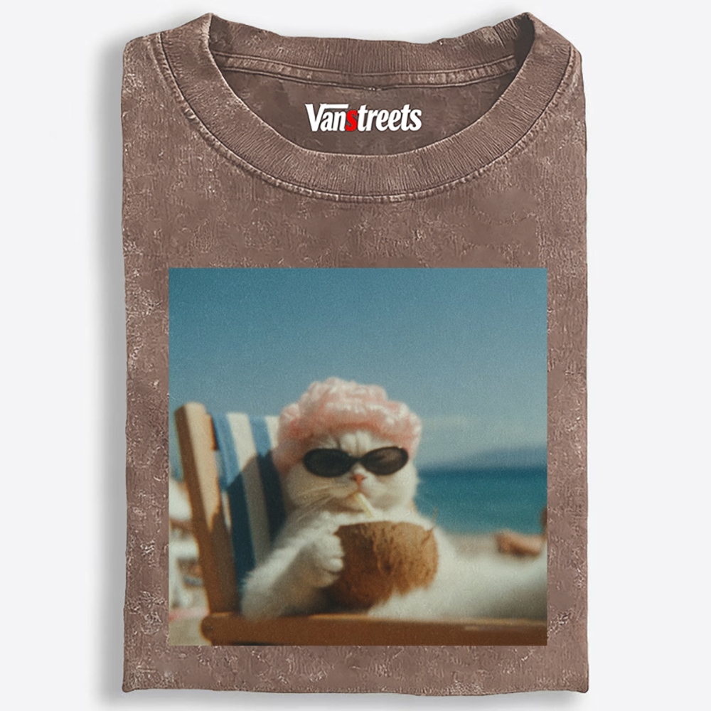 Pink Roller Coco Auntie Retro Washed T-Shirt | 100% Cotton | Streetwear Essential