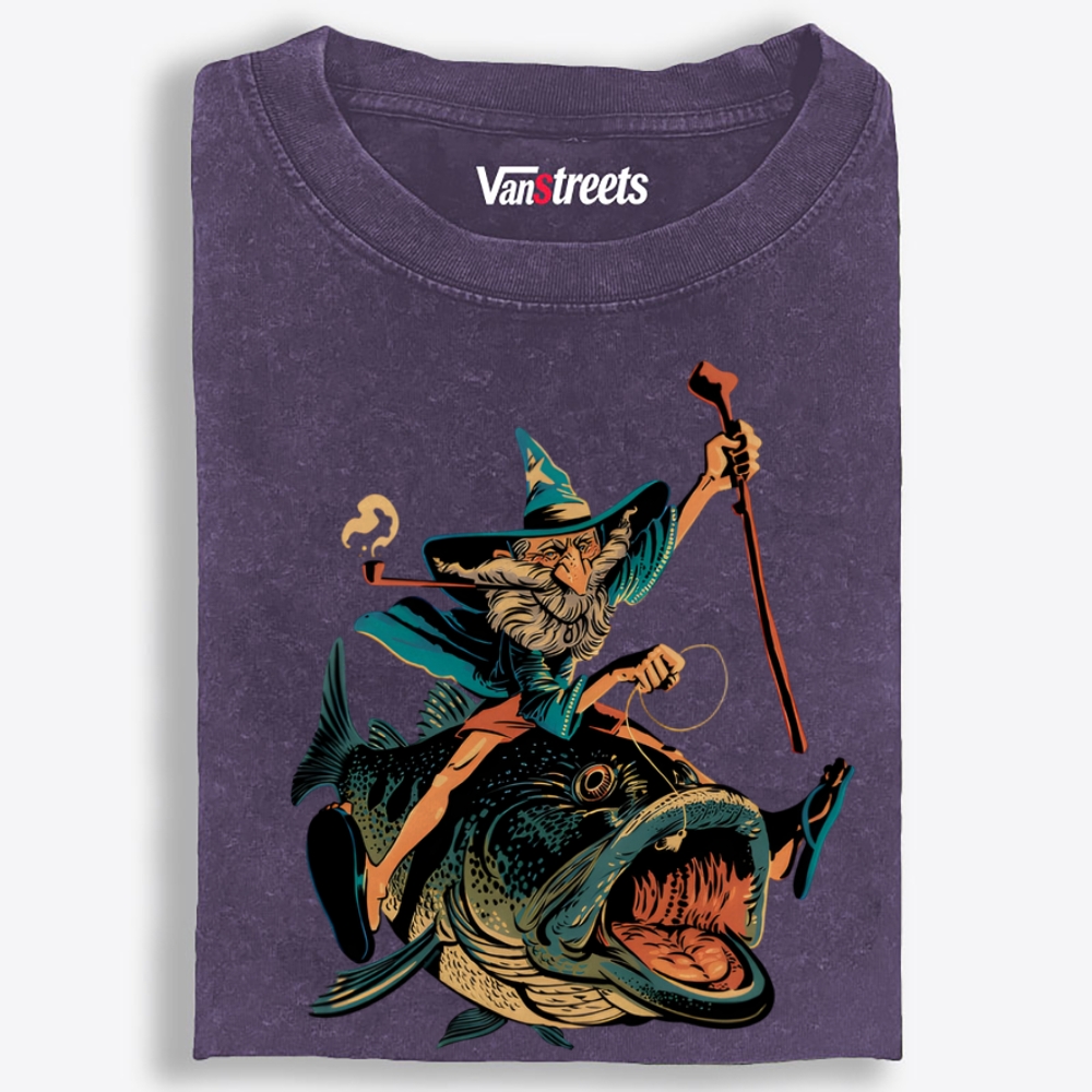 Wizard Who Reels The Whole Pond Retro Washed T-Shirt | 100% Cotton | Streetwear Essential