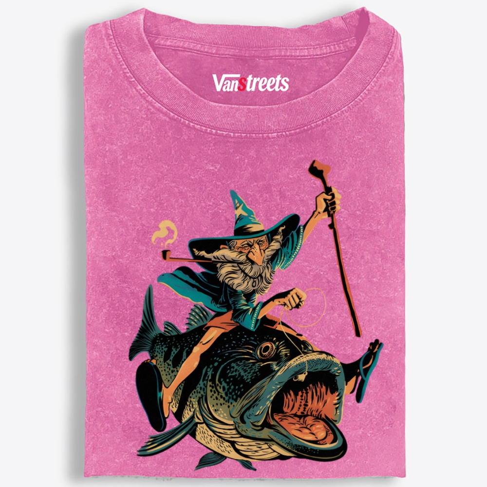 Wizard Who Reels The Whole Pond Retro Washed T-Shirt | 100% Cotton | Streetwear Essential