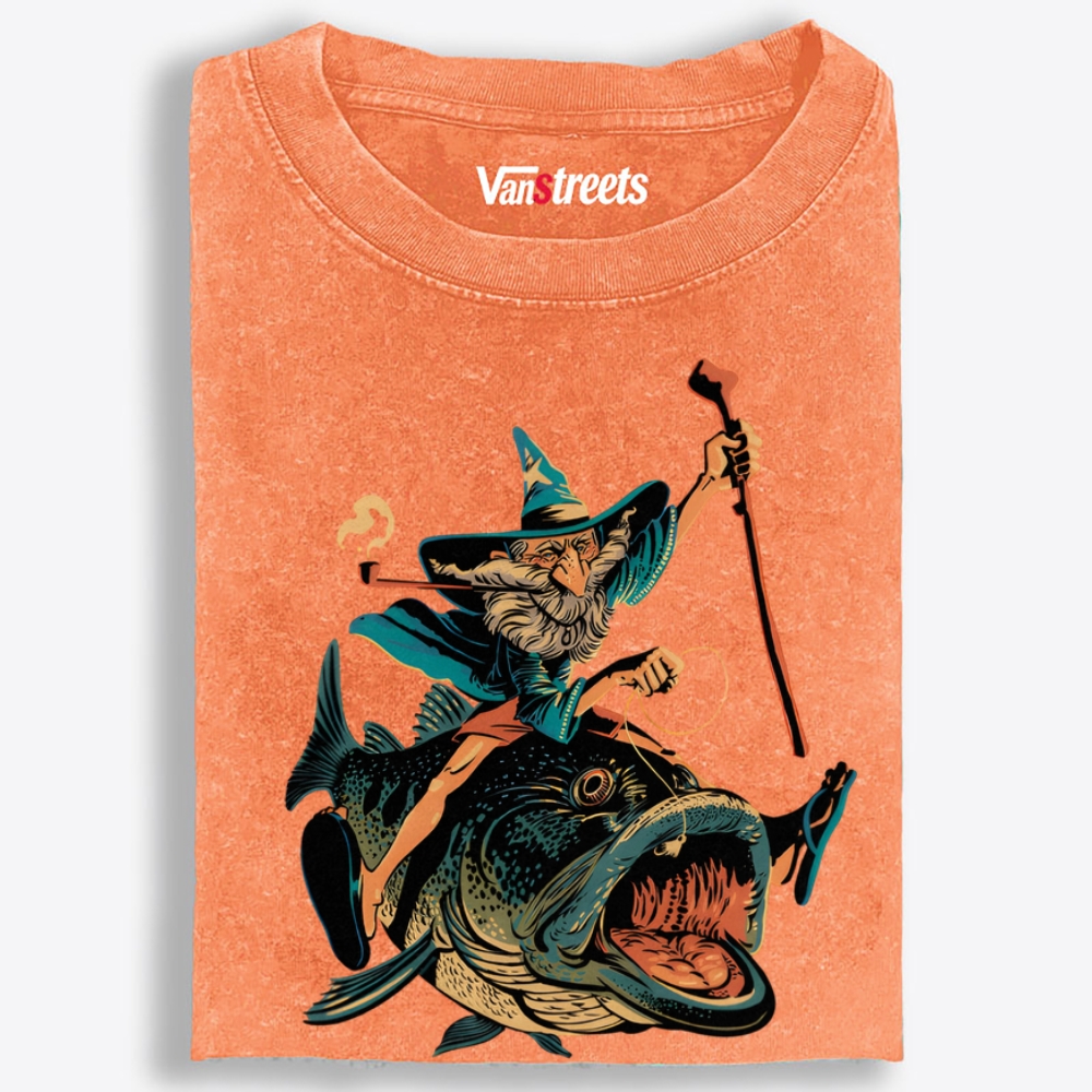 Wizard Who Reels The Whole Pond Retro Washed T-Shirt | 100% Cotton | Streetwear Essential