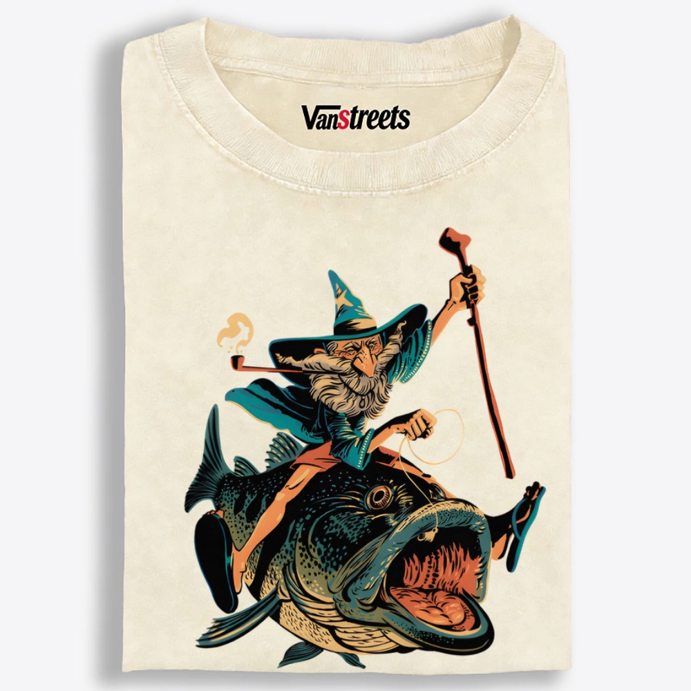 Wizard Who Reels The Whole Pond Retro Washed T-Shirt | 100% Cotton | Streetwear Essential
