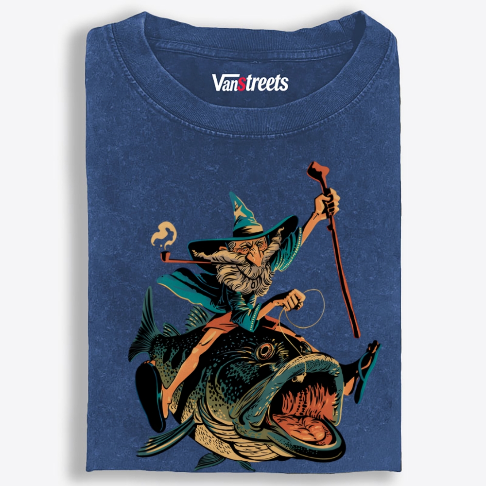 Wizard Who Reels The Whole Pond Retro Washed T-Shirt | 100% Cotton | Streetwear Essential