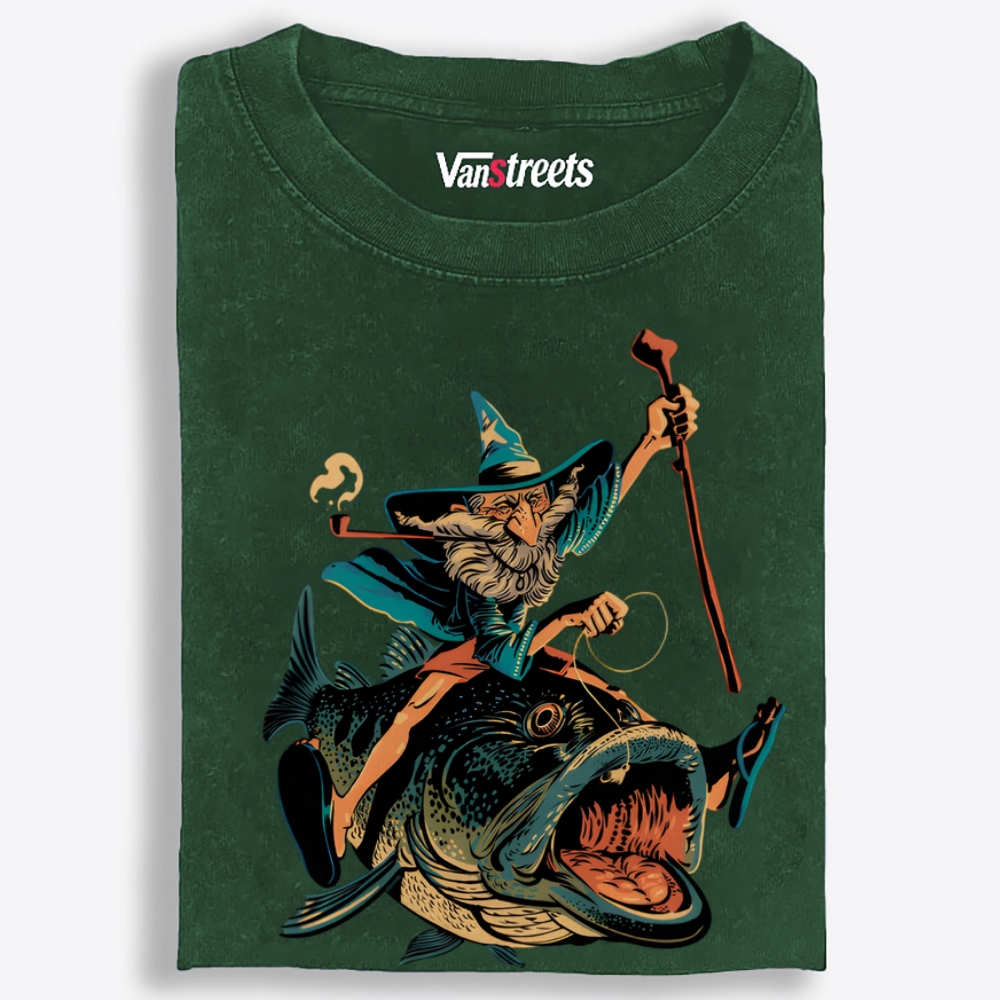 Wizard Who Reels The Whole Pond Retro Washed T-Shirt | 100% Cotton | Streetwear Essential