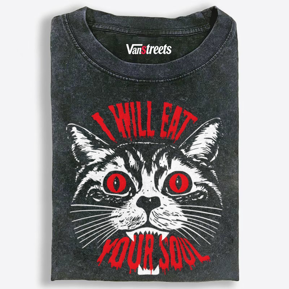 I Will Eat Your Soul Retro Washed T-Shirt | 100% Cotton | Streetwear Essential