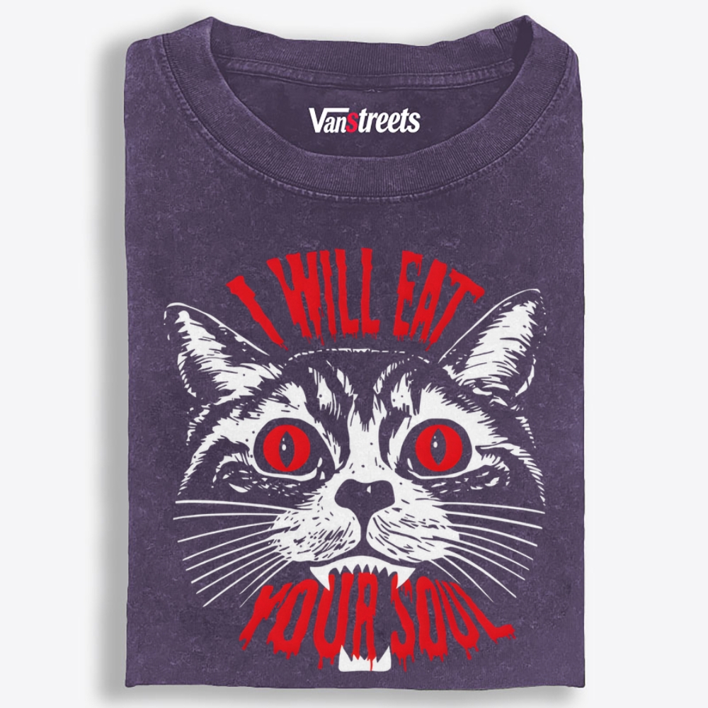 I Will Eat Your Soul Retro Washed T-Shirt | 100% Cotton | Streetwear Essential