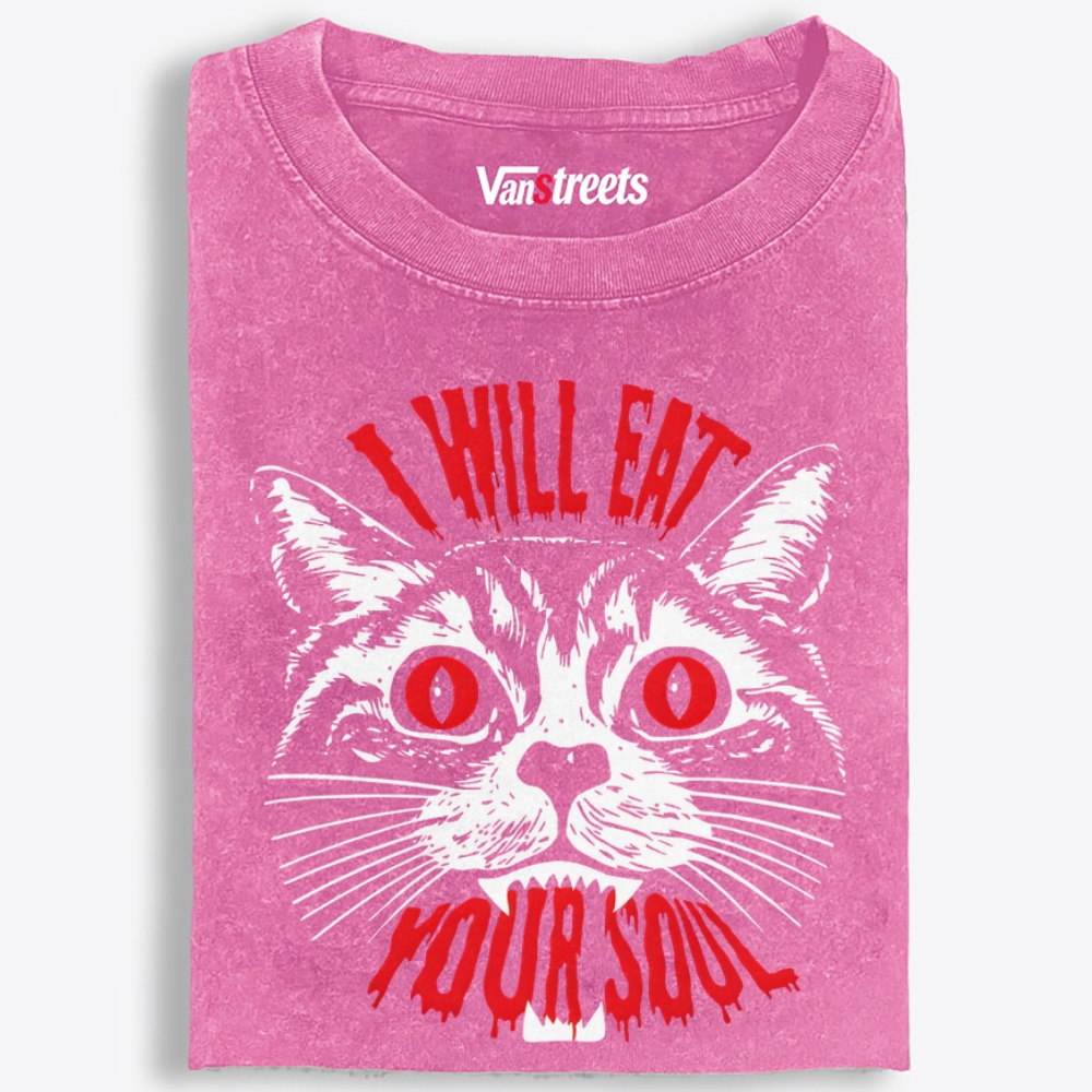 I Will Eat Your Soul Retro Washed T-Shirt | 100% Cotton | Streetwear Essential