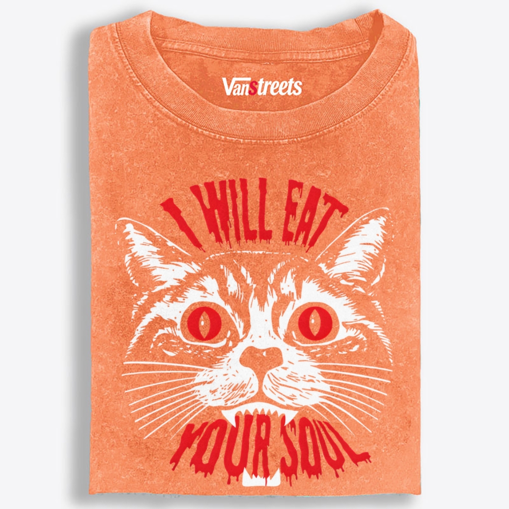 I Will Eat Your Soul Retro Washed T-Shirt | 100% Cotton | Streetwear Essential