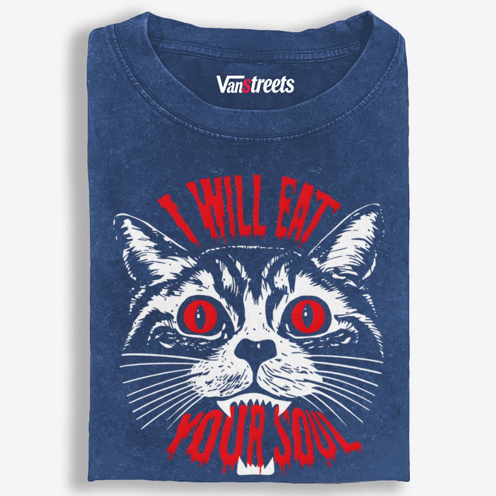 I Will Eat Your Soul Retro Washed T-Shirt | 100% Cotton | Streetwear Essential