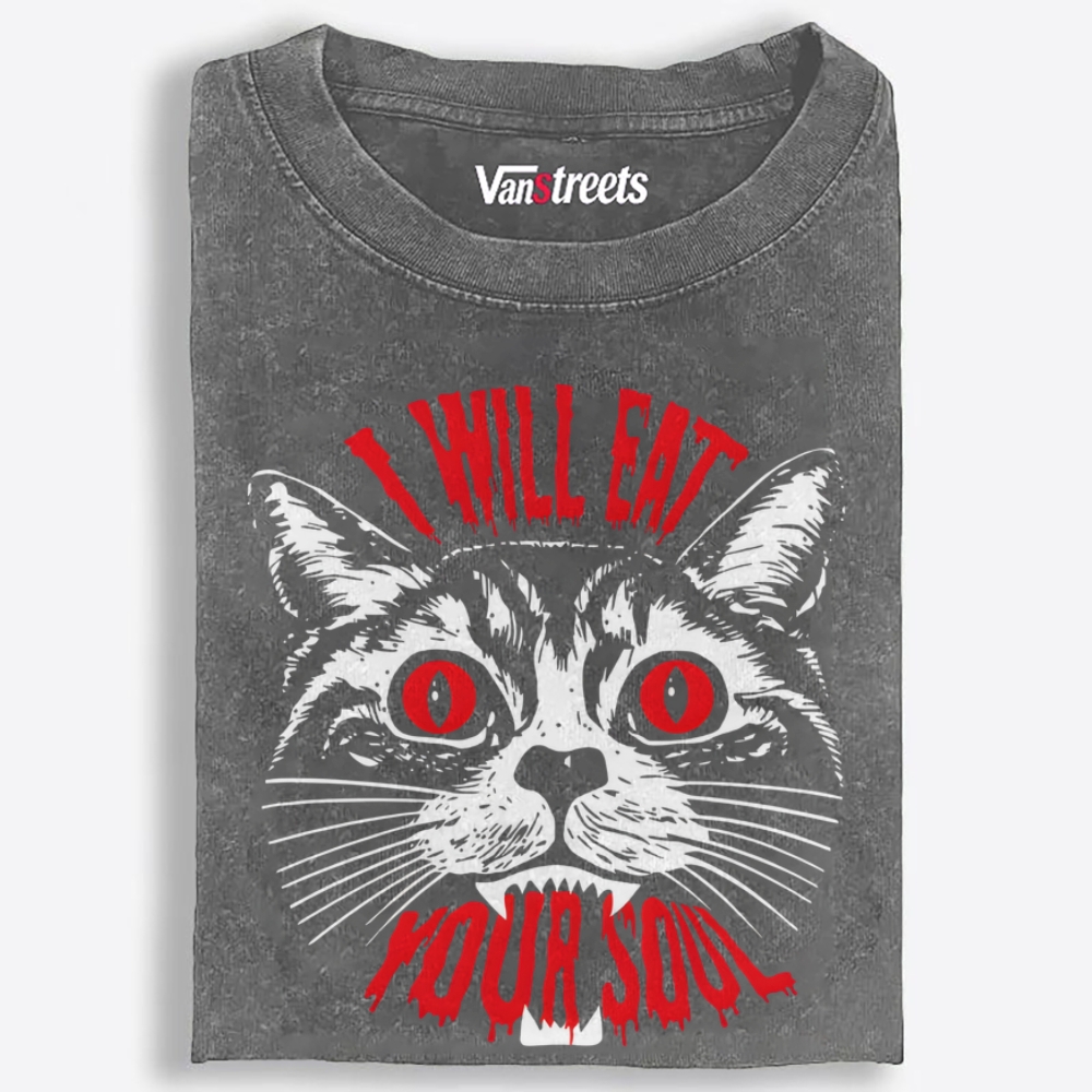 I Will Eat Your Soul Retro Washed T-Shirt | 100% Cotton | Streetwear Essential