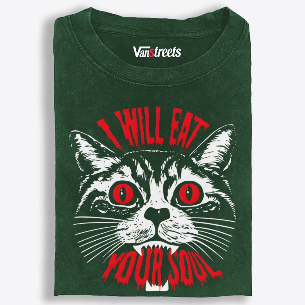 I Will Eat Your Soul Retro Washed T-Shirt | 100% Cotton | Streetwear Essential