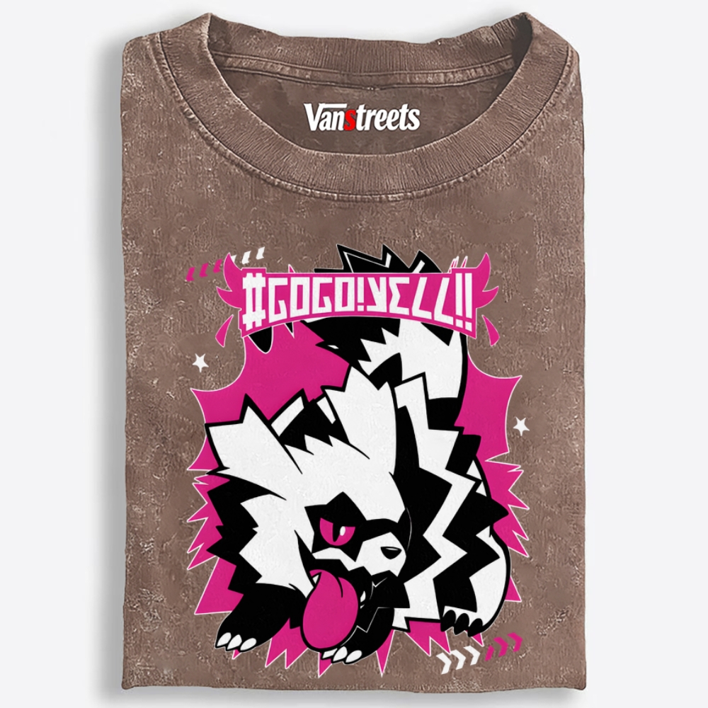 GOGO YELL Retro Washed T-Shirt | 100% Cotton | Streetwear Essential