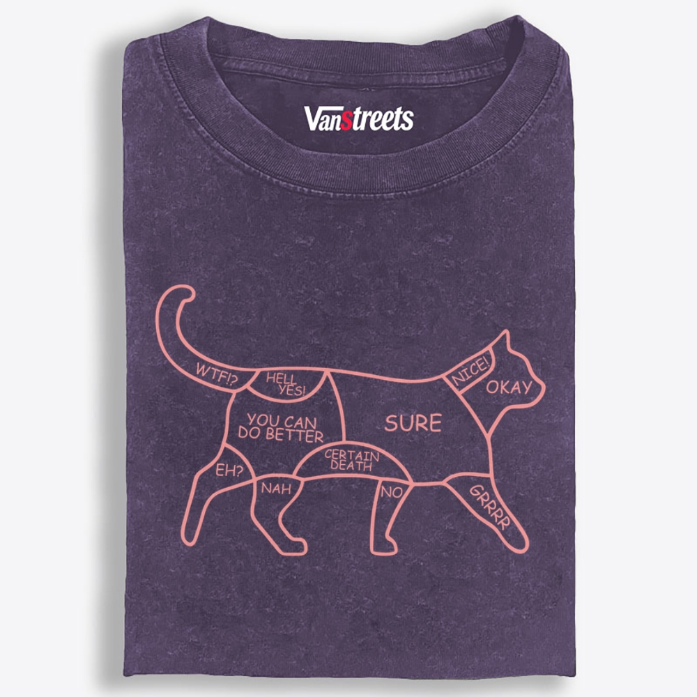 Cat Petting Zone Map Retro Washed T-Shirt | 100% Cotton | Streetwear Essential