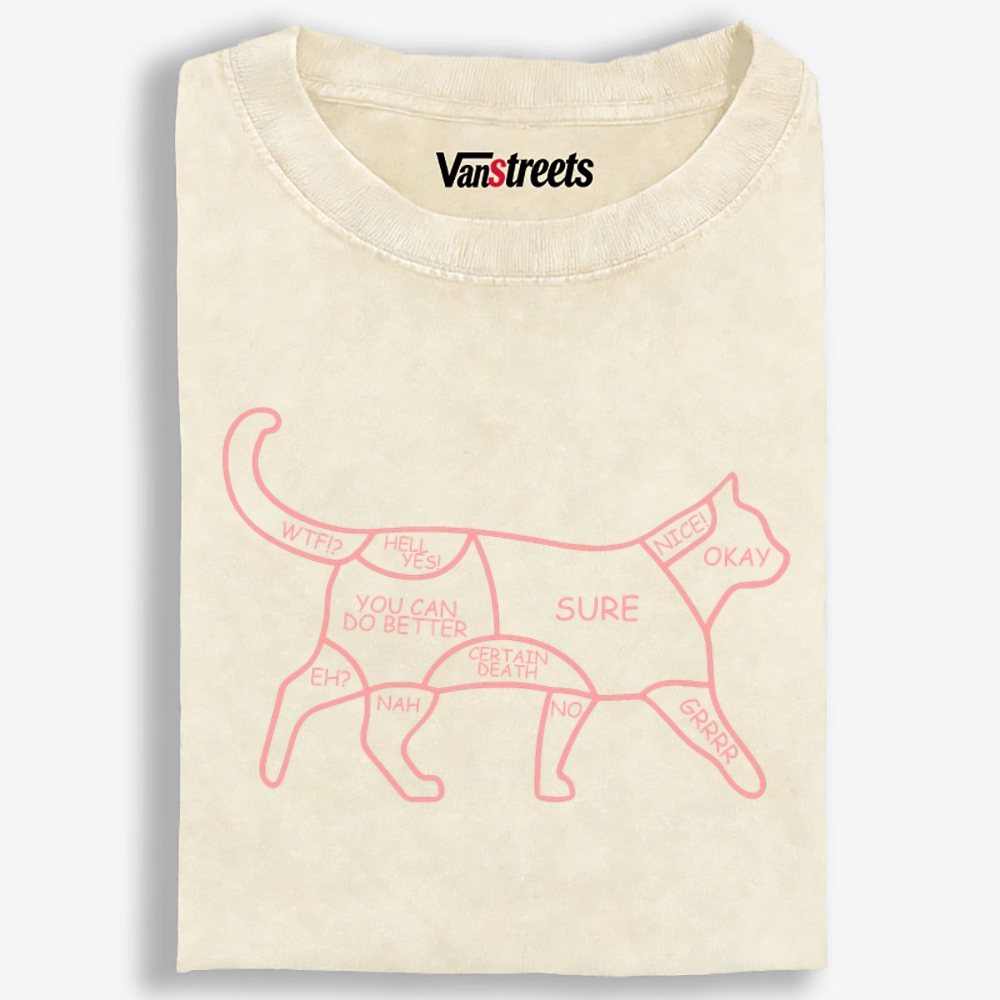 Cat Petting Zone Map Retro Washed T-Shirt | 100% Cotton | Streetwear Essential