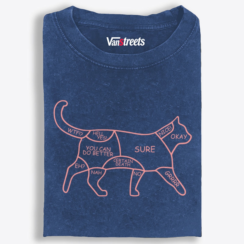 Cat Petting Zone Map Retro Washed T-Shirt | 100% Cotton | Streetwear Essential