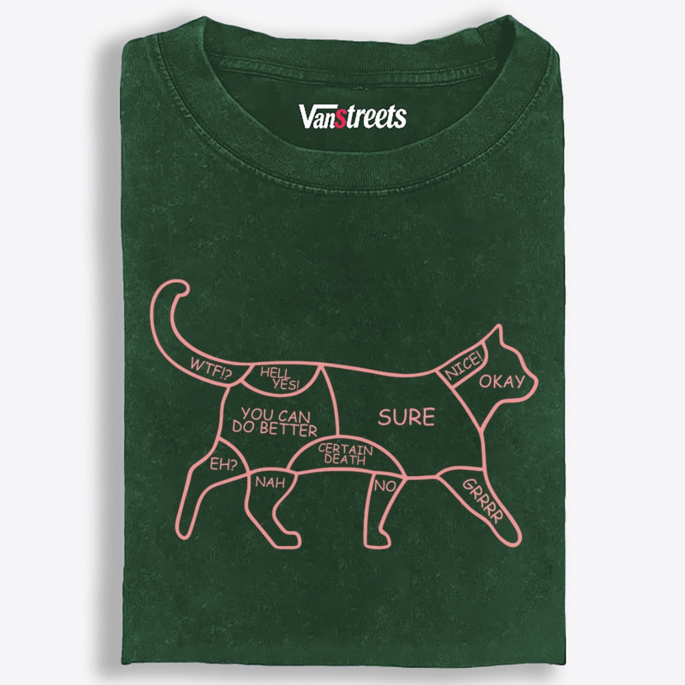 Cat Petting Zone Map Retro Washed T-Shirt | 100% Cotton | Streetwear Essential