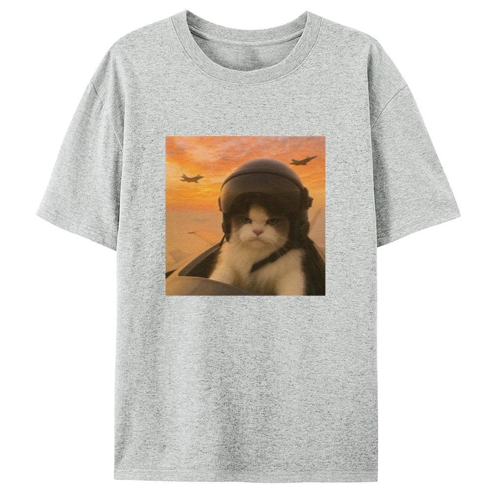 Top Gun Cat Retro Designed for Women - Slim Fit Cotton Tee