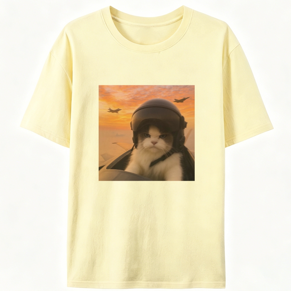 Top Gun Cat Retro Designed for Women - Slim Fit Cotton Tee