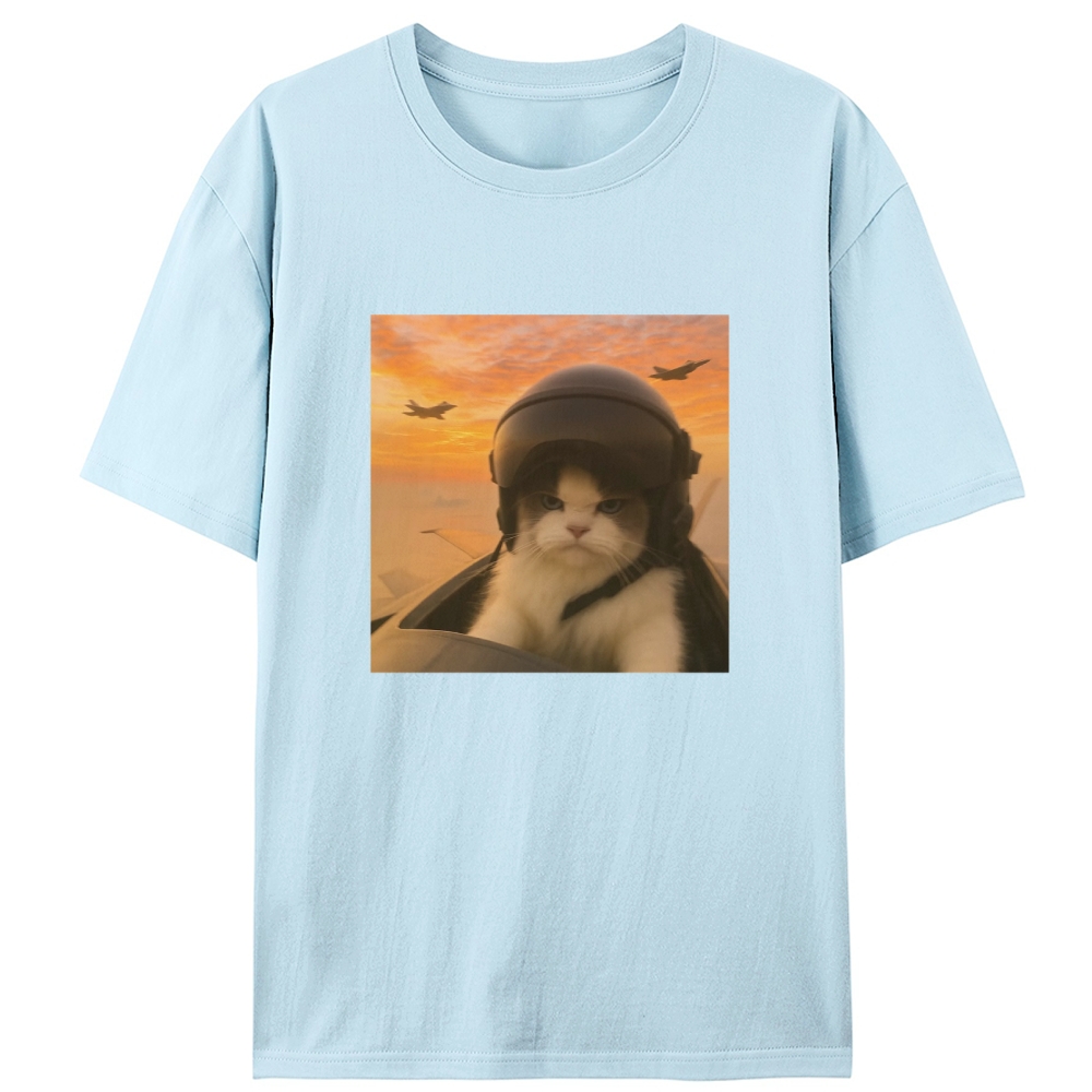 Top Gun Cat Retro Designed for Women - Slim Fit Cotton Tee
