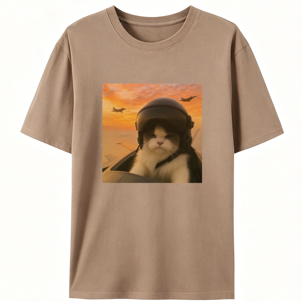Top Gun Cat Retro Designed for Women - Slim Fit Cotton Tee