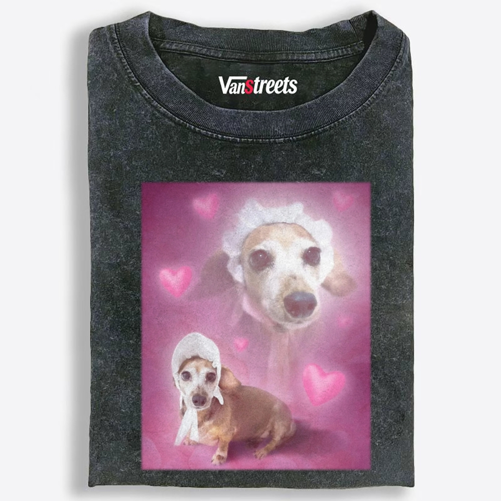 Bonnet Pink Dachshund Retro Washed T-Shirt | 100% Cotton | Streetwear Essential