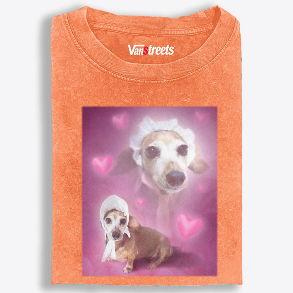 Bonnet Pink Dachshund Retro Washed T-Shirt | 100% Cotton | Streetwear Essential