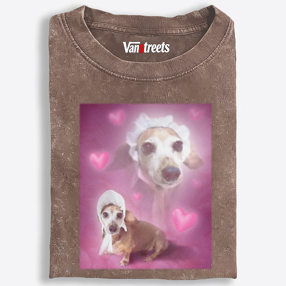 Bonnet Pink Dachshund Retro Washed T-Shirt | 100% Cotton | Streetwear Essential