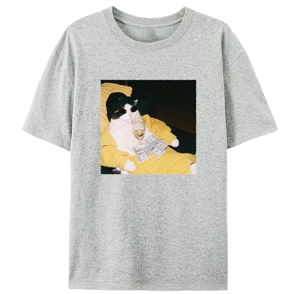Rich Boss Cat Retro Designed for Women - Slim Fit Cotton Tee