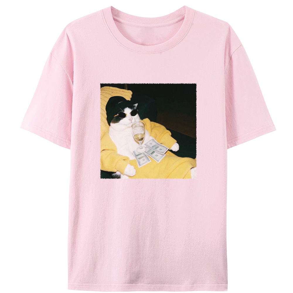 Rich Boss Cat Retro Designed for Women - Slim Fit Cotton Tee