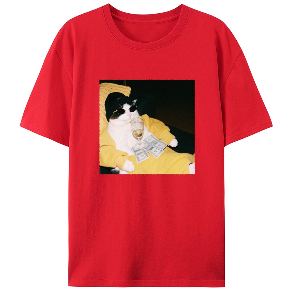 Rich Boss Cat Retro Designed for Women - Slim Fit Cotton Tee