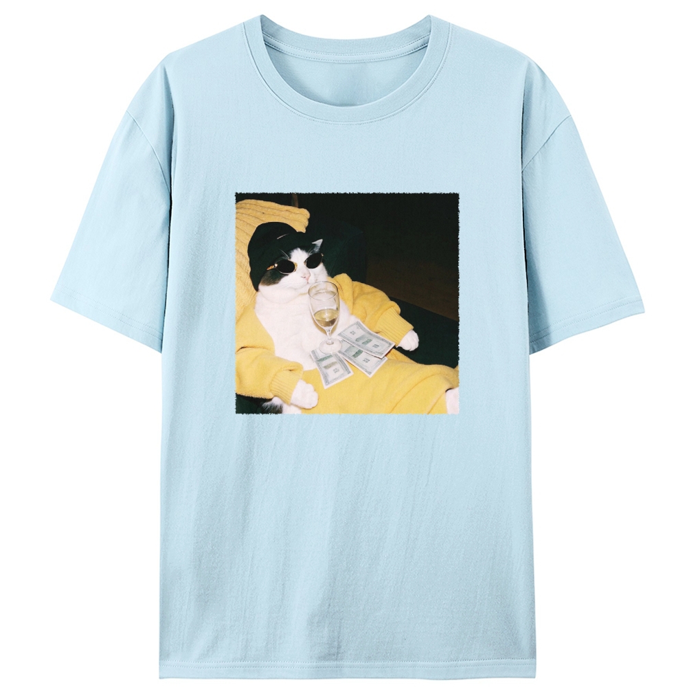Rich Boss Cat Retro Designed for Women - Slim Fit Cotton Tee