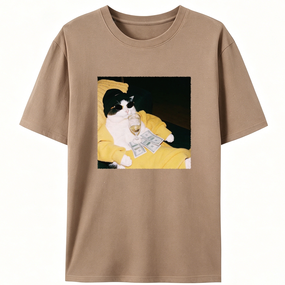 Rich Boss Cat Retro Designed for Women - Slim Fit Cotton Tee