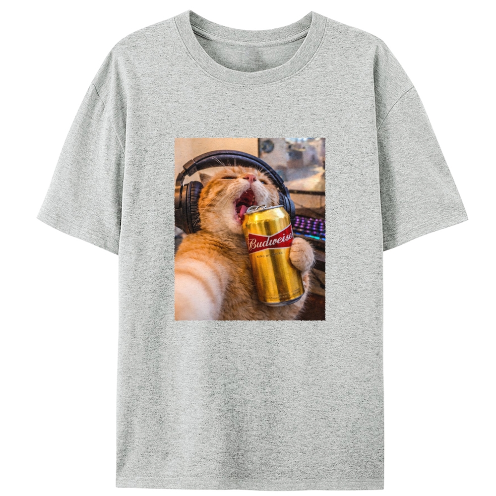 Orange Cat Beer Rock Retro Designed for Women - Slim Fit Cotton Tee