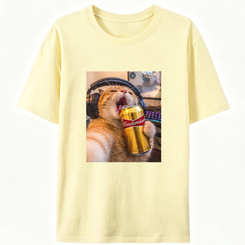 Orange Cat Beer Rock Retro Designed for Women - Slim Fit Cotton Tee