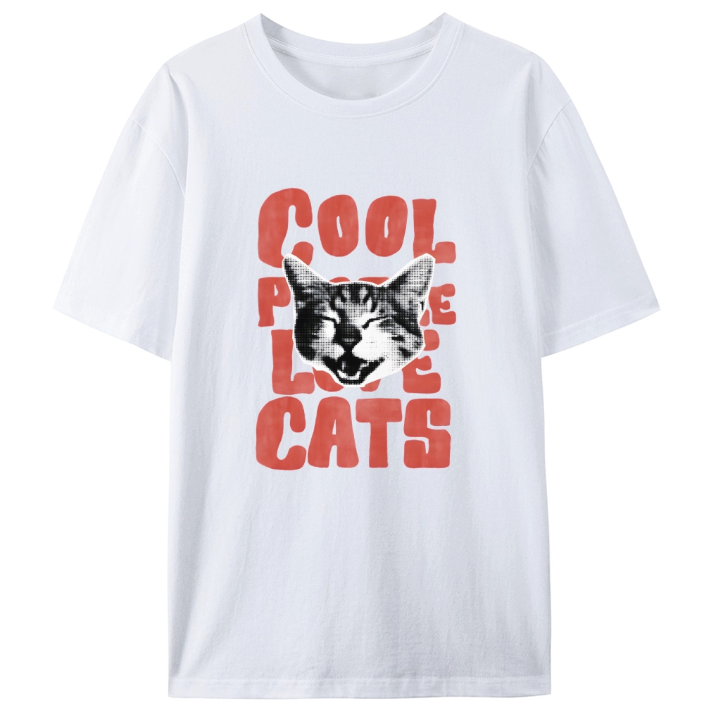Cool People Love Cats Retro Designed for Women - Slim Fit Cotton Tee