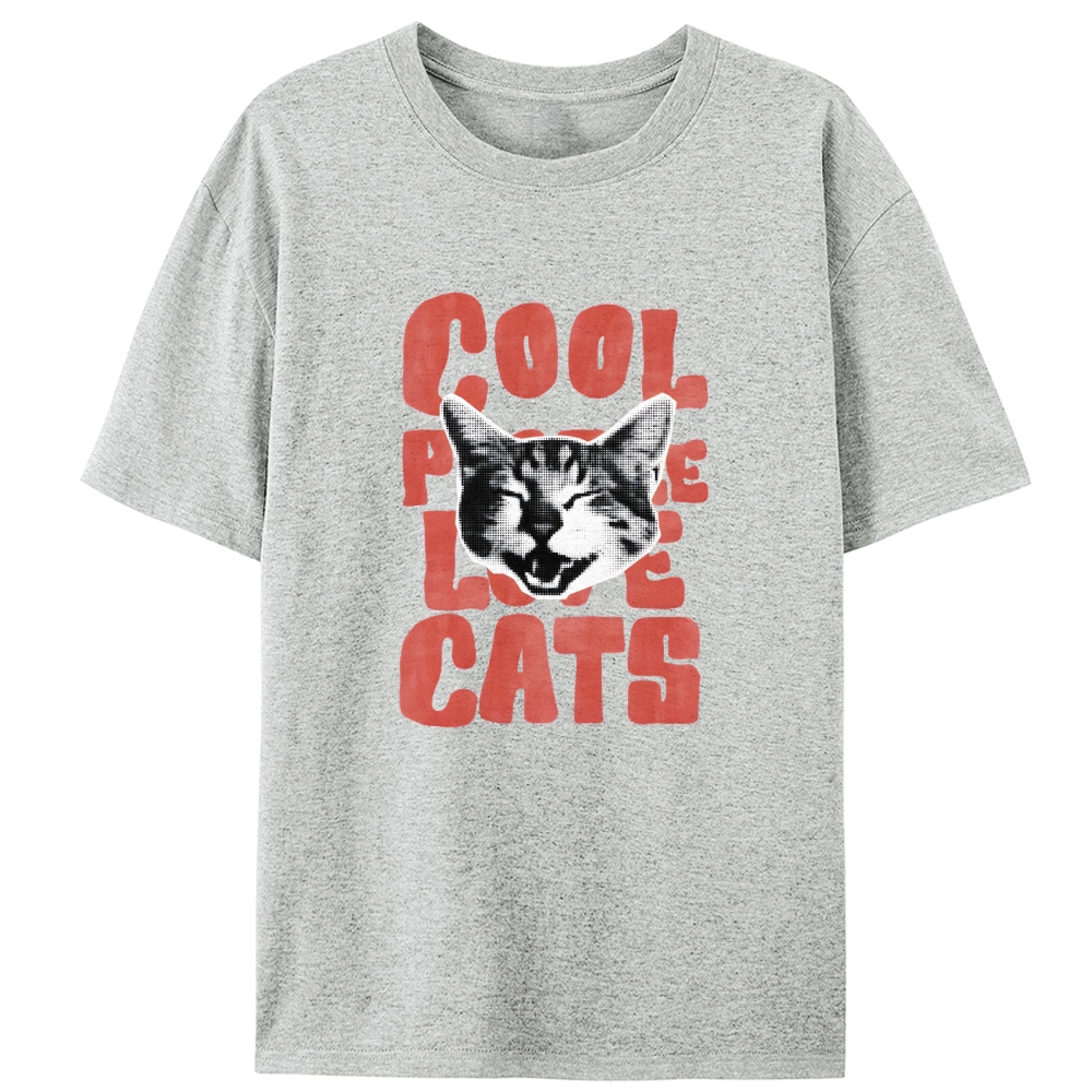 Cool People Love Cats Retro Designed for Women - Slim Fit Cotton Tee