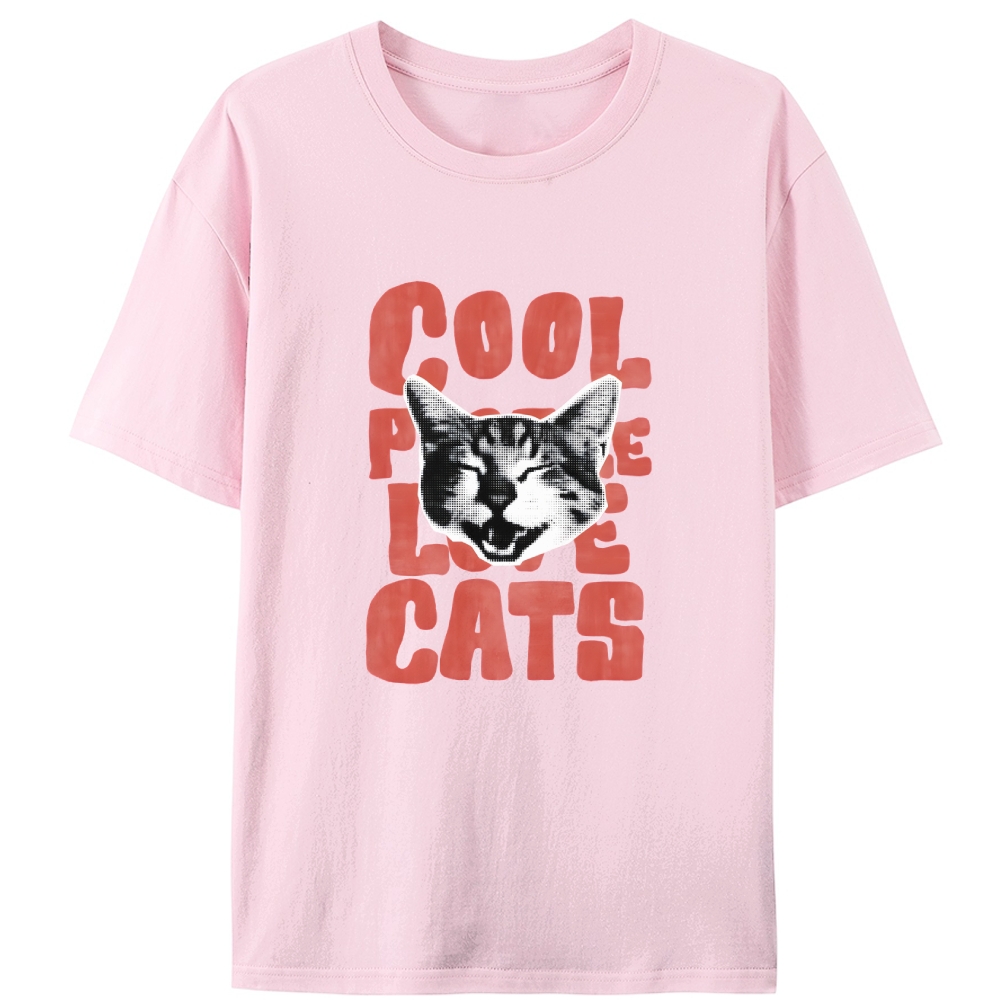 Cool People Love Cats Retro Designed for Women - Slim Fit Cotton Tee