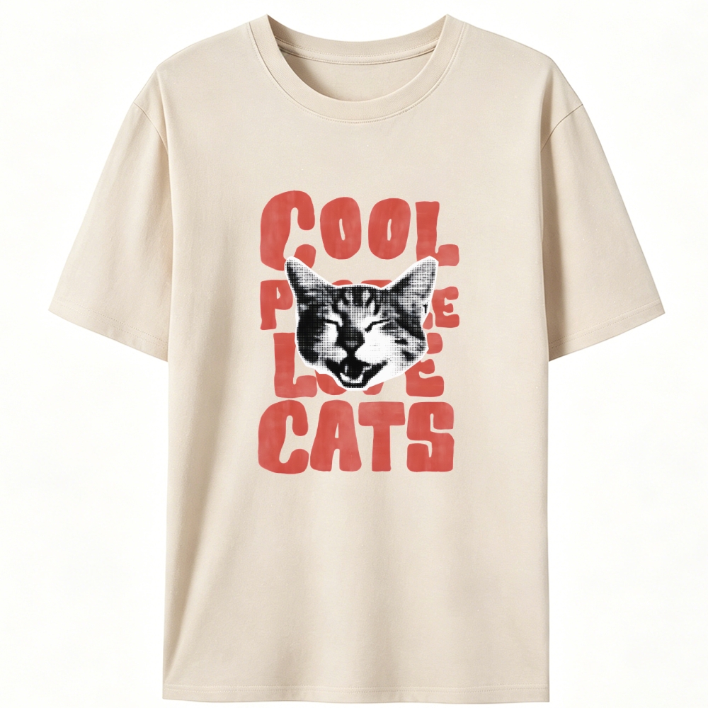 Cool People Love Cats Retro Designed for Women - Slim Fit Cotton Tee